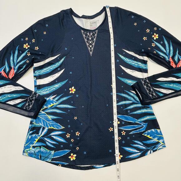 Lucky in Love Womens Large Long Sleeve Rash Guard Mesh Trim Tennis Top - Picture 8 of 14